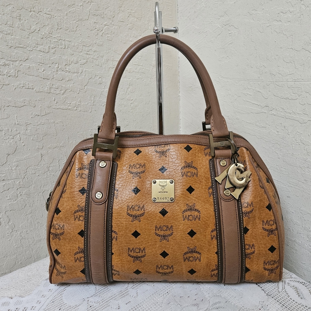 MCM Cognac Doctor's Bag Handbag Satchel AUTHENTIC